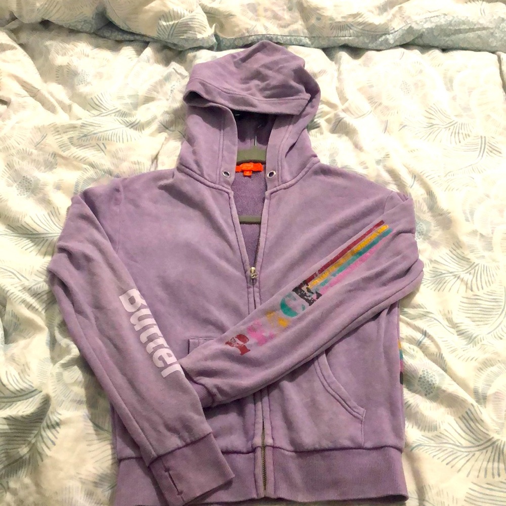 Butter Super Soft Girls Purple Zip Up Sweatshirt